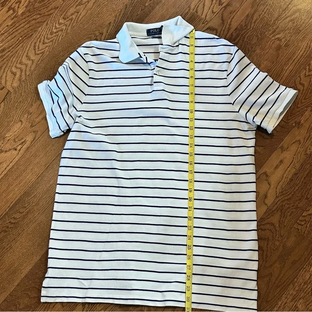 Ralph Lauren Men's Polo White with Blue Stripes size Large